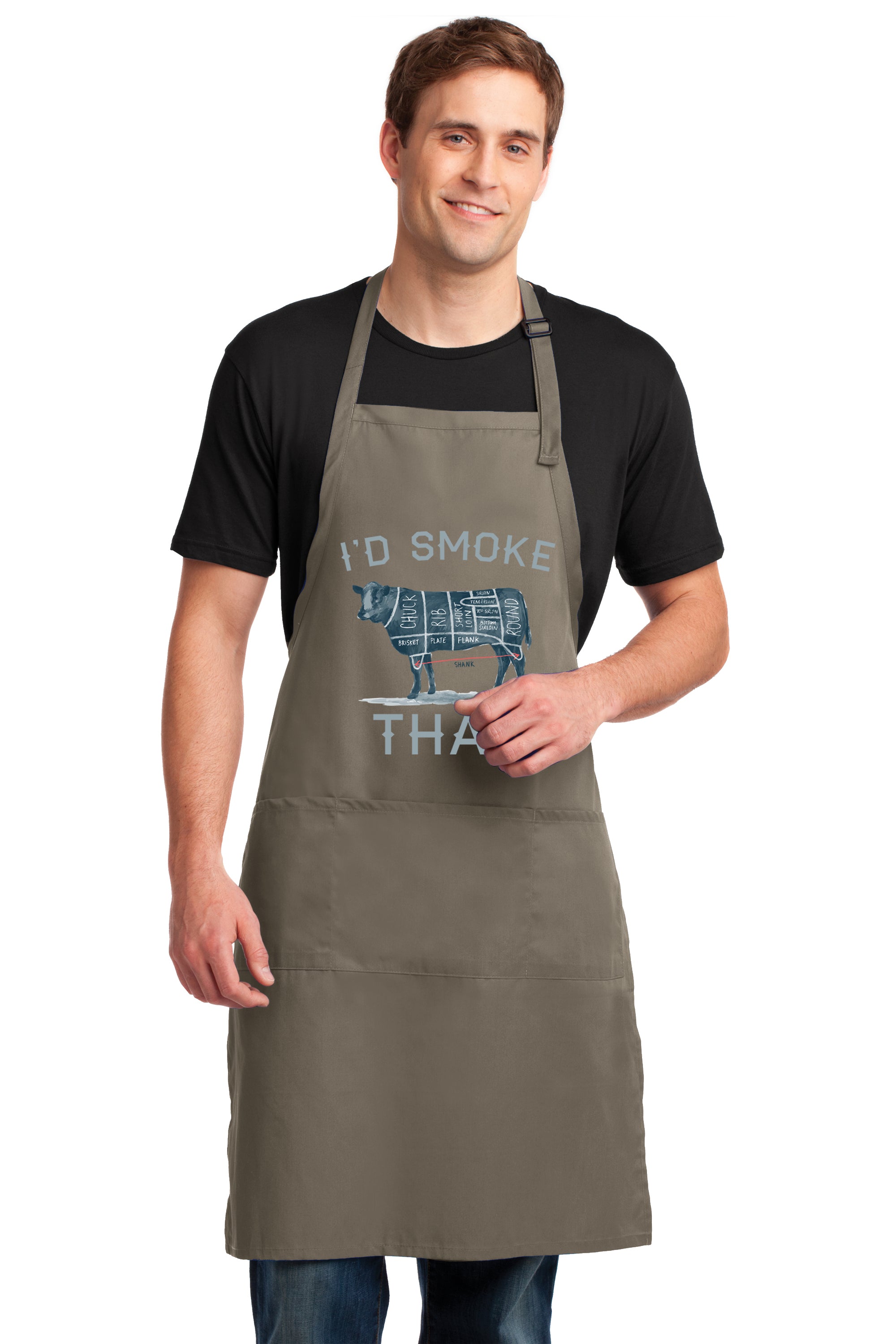 I'd Smoke That Meat Smoking BBQ Barbecue Funny Gifts Apron Kitchen